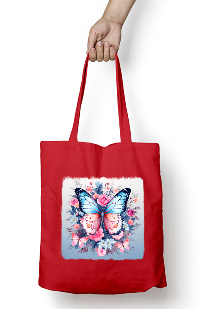 Butterfly with Flower Tote Bags with Zipper
