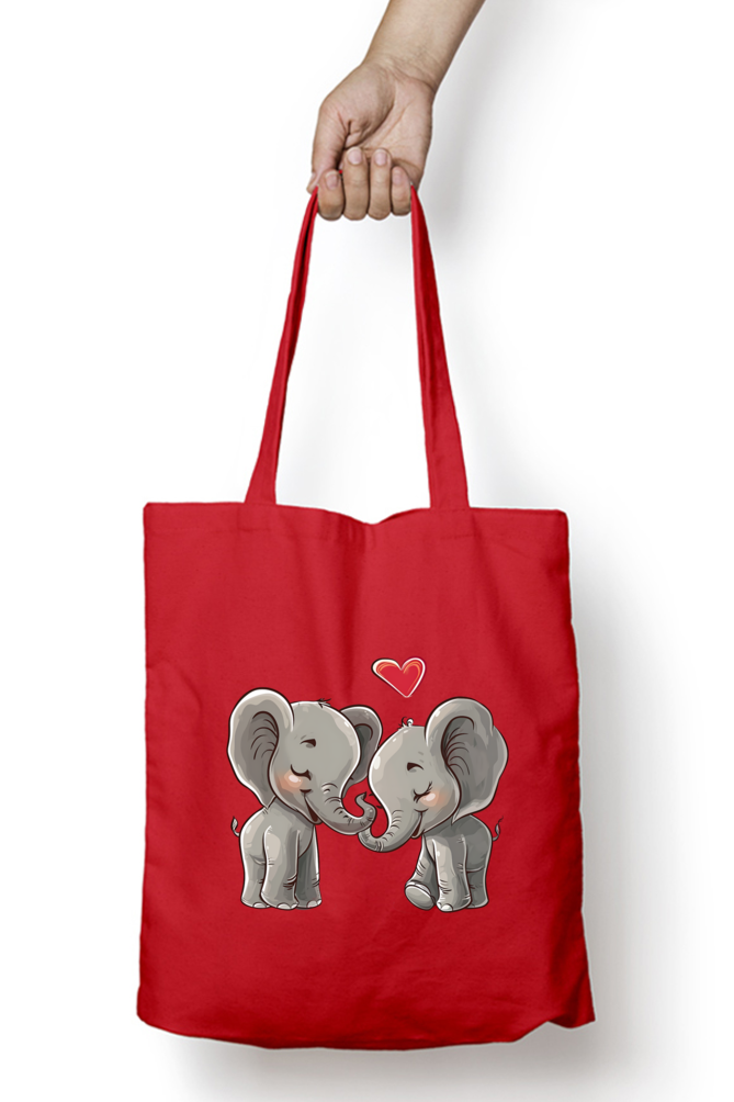 Elephant Valentine Tote Bags with Zipper