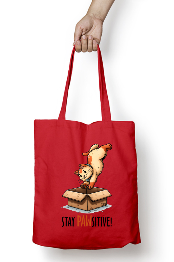 Cat Stay Pawsitive! - Tote Bags with Zipper