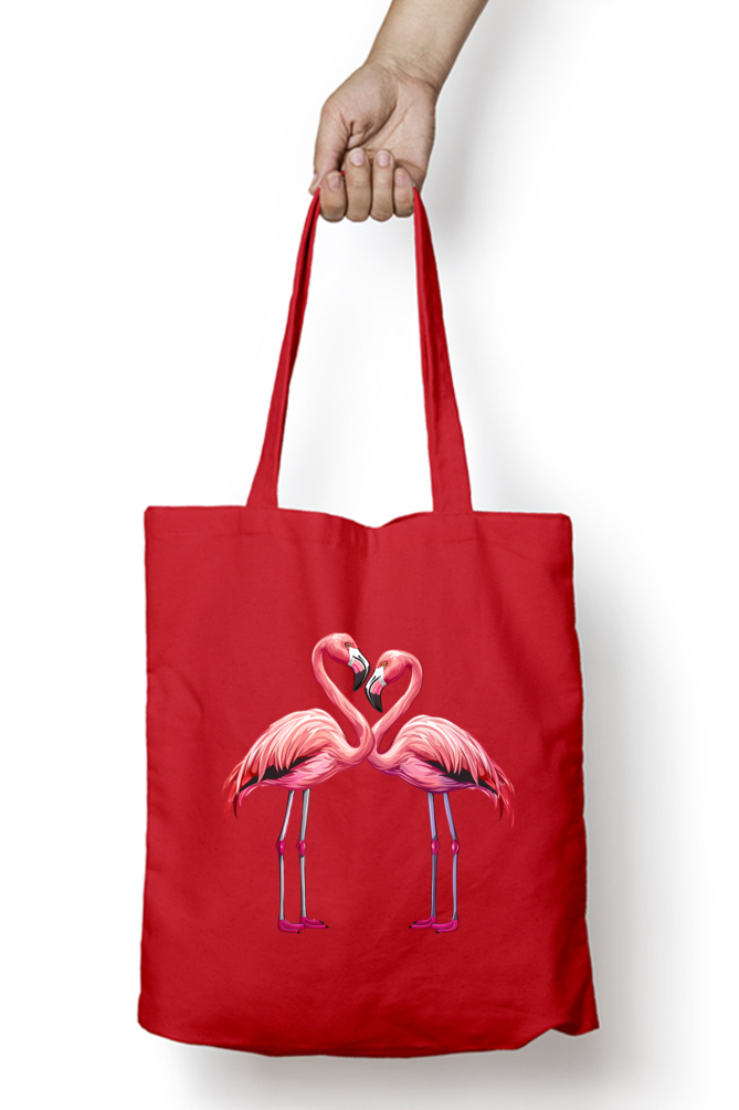 Flamingo Valentine Couple Tote Bags with Zipper