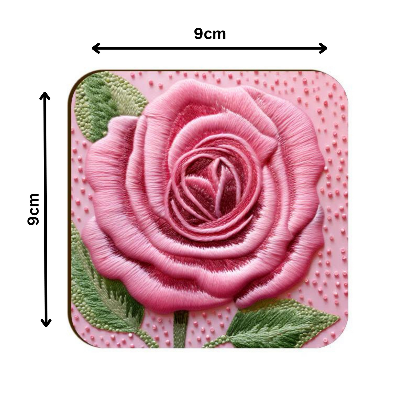 3D flowers Embroidery Design Square Coaster