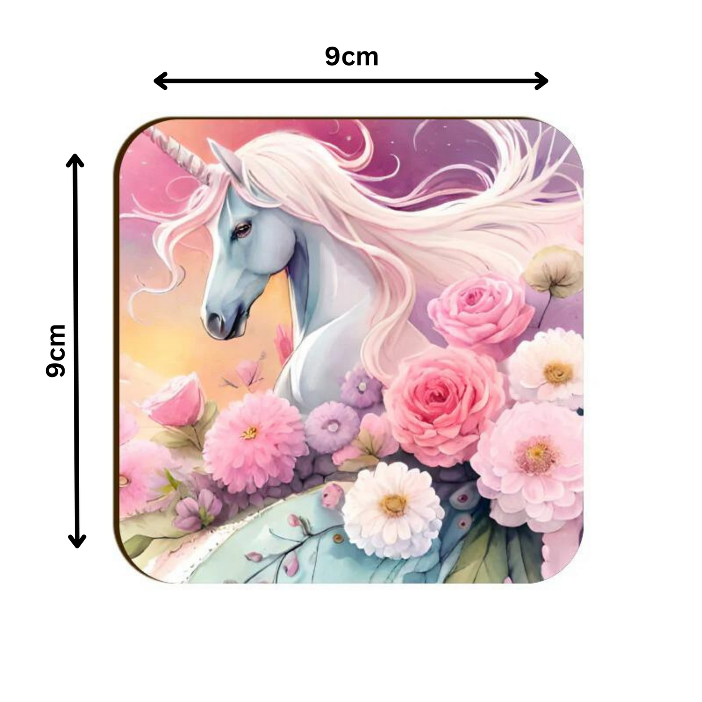 Unicorn Flower Square Coaster