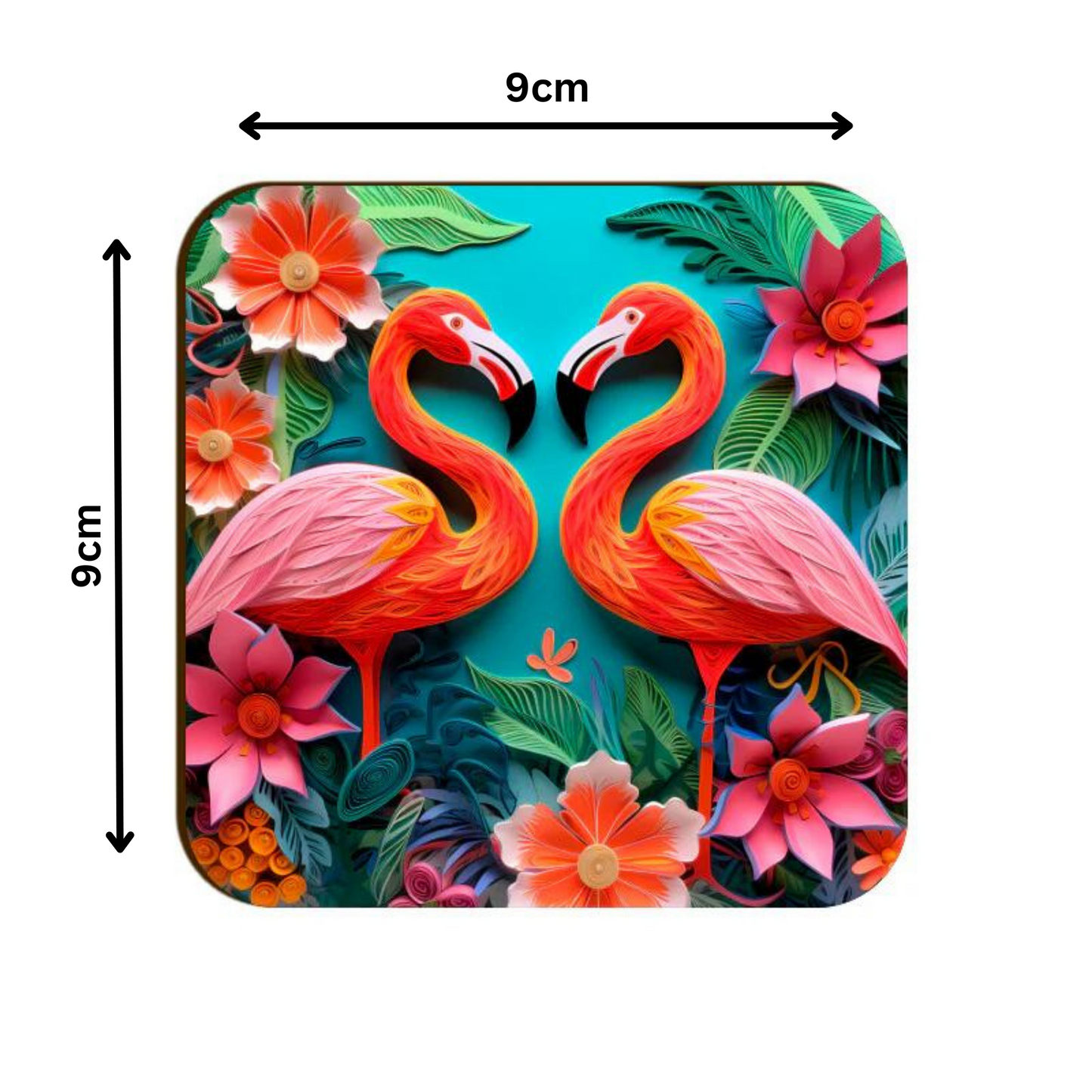 3D Flamingo Square Coaster