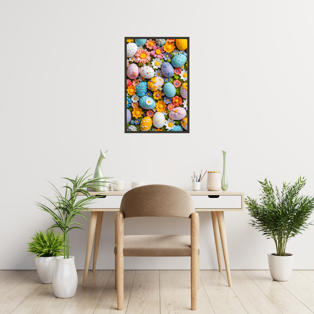 Beautiful Easter Eggs and Flowers Wall Art