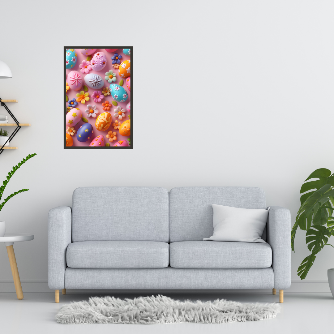 Beautiful Easter Eggs and Flowers Wall Art