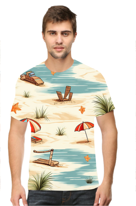 Beach Pattern All Over Printed T-Shirt