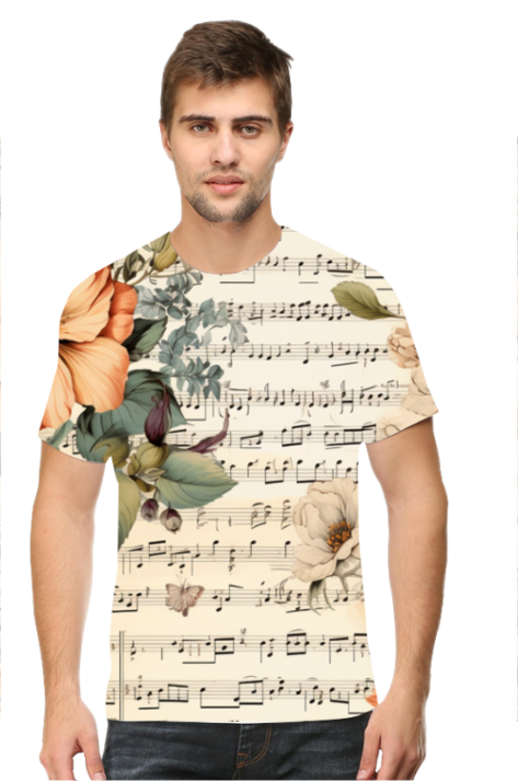 Floral Music All-Over Printed T-Shirts