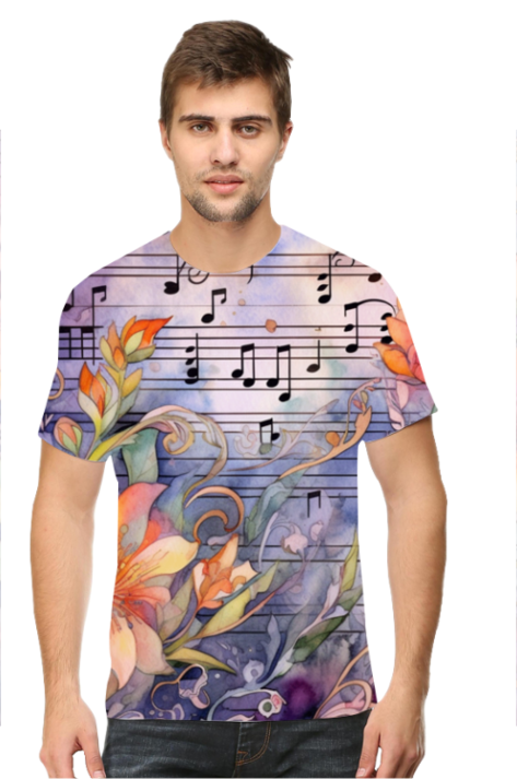 Floral Music All-Over Printed T-Shirts