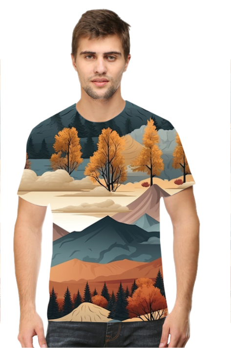 Fall Mountain All-Over Printed T-Shirts