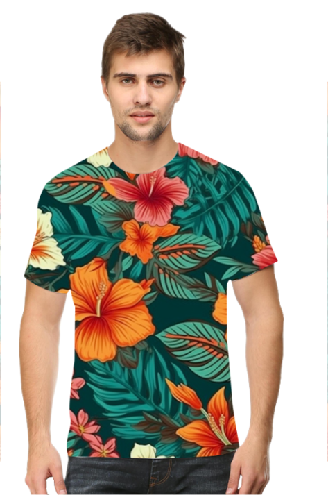 Hawaiian Flowers All-Over Printed T-Shirts