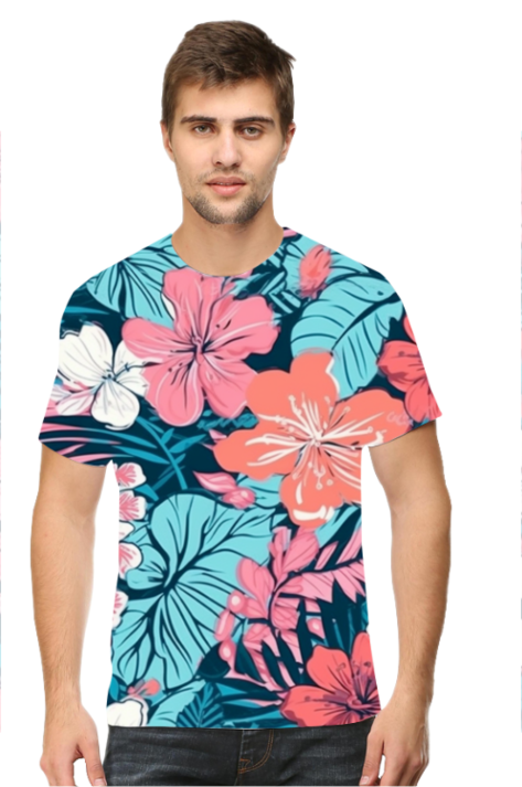 Hawaiian Flowers All-Over Printed T-Shirts