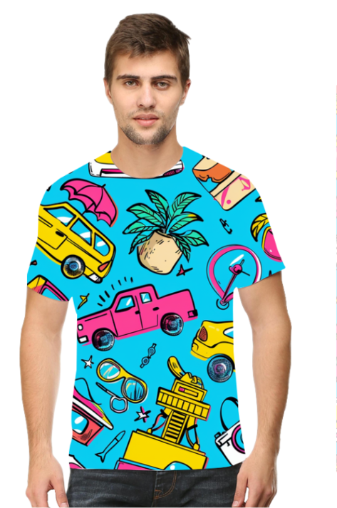 90s-Travel-Adventure All-Over Printed T-Shirts