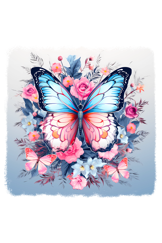 Butterfly with Flower Tote Bags with Zipper