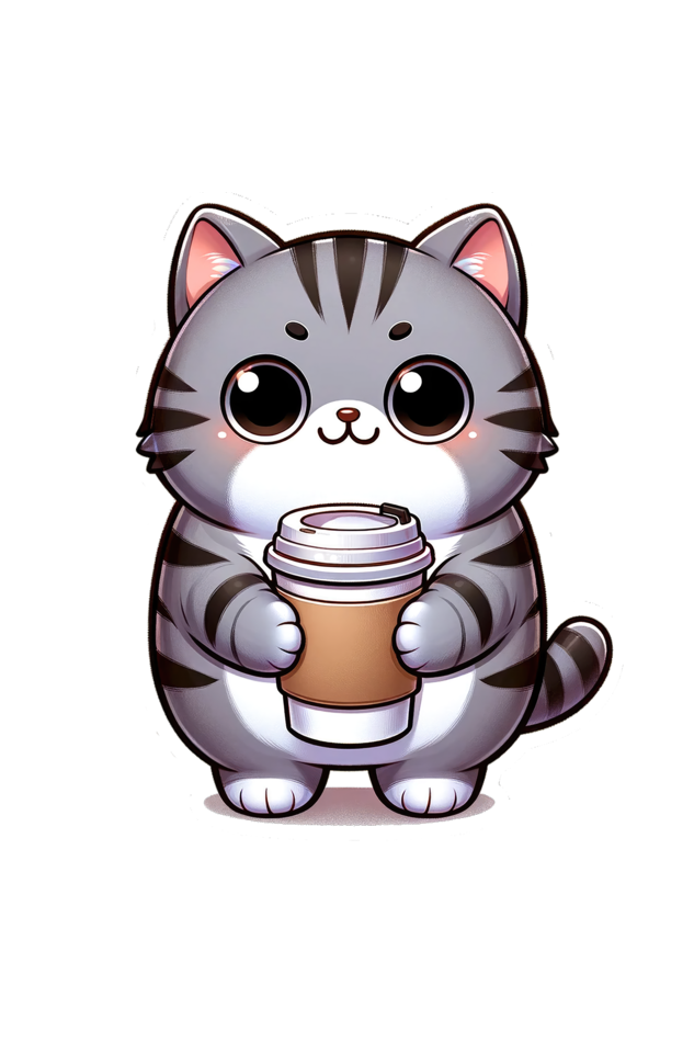 Cute Cat with Coffee Tote Bags with Zipper