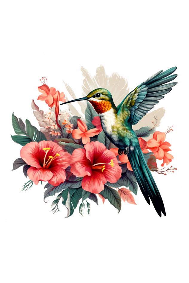 Cute Humming Bird Tote Bags with Zipper