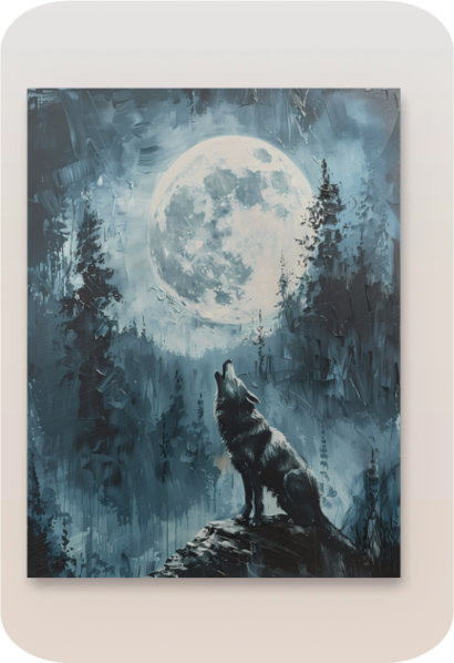 Metal Poster - Lonely Wolf at night