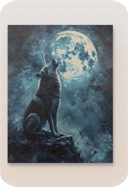 Metal Poster - Lonely Wolf at night