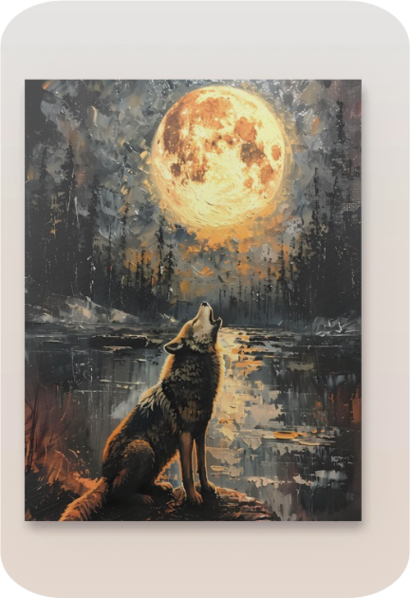 Metal Poster - Lonely Wolf at night