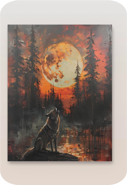 Metal Poster - Lonely Wolf at night