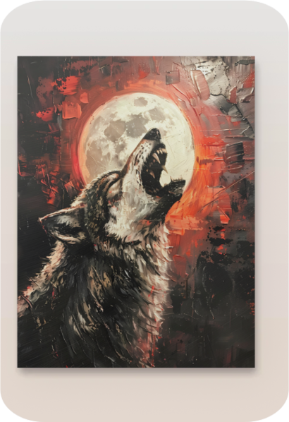 Metal Poster - Lonely Wolf at night