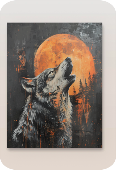 Metal Poster - Lonely Wolf at night