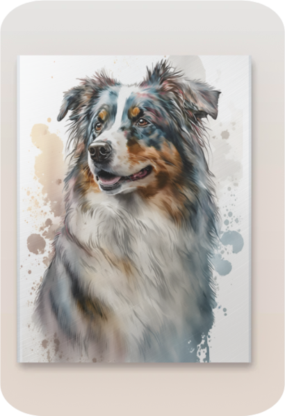 Metal Poster -Watercolor Australian Shepherd Dog