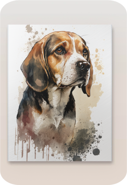 Metal Poster -Watercolor Beagle Dog