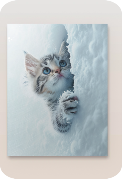 Metal poster - Cute Kitten Peeking from Snow