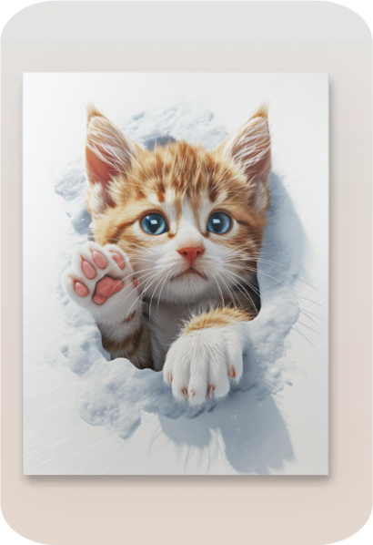 Metal poster - Cute Kitten Peeking from Snow