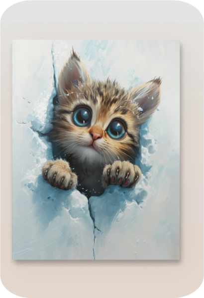Metal poster - cute kitten peeking from snow