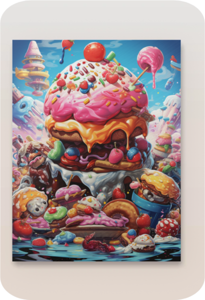 Metal Poster - Cartoon FastFood Meal with Burger