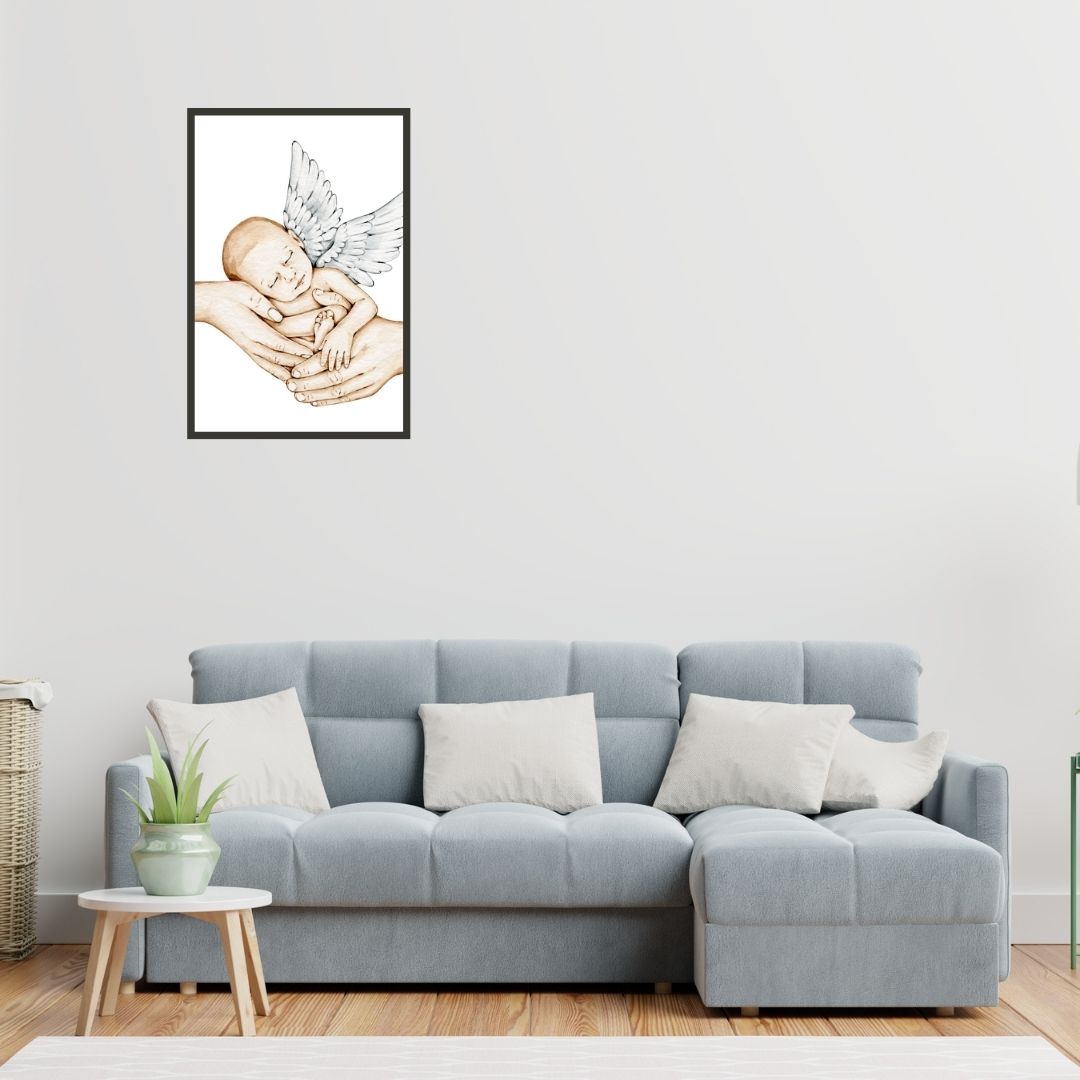 "Angel Newborn & Parents Hands" Wall Art
