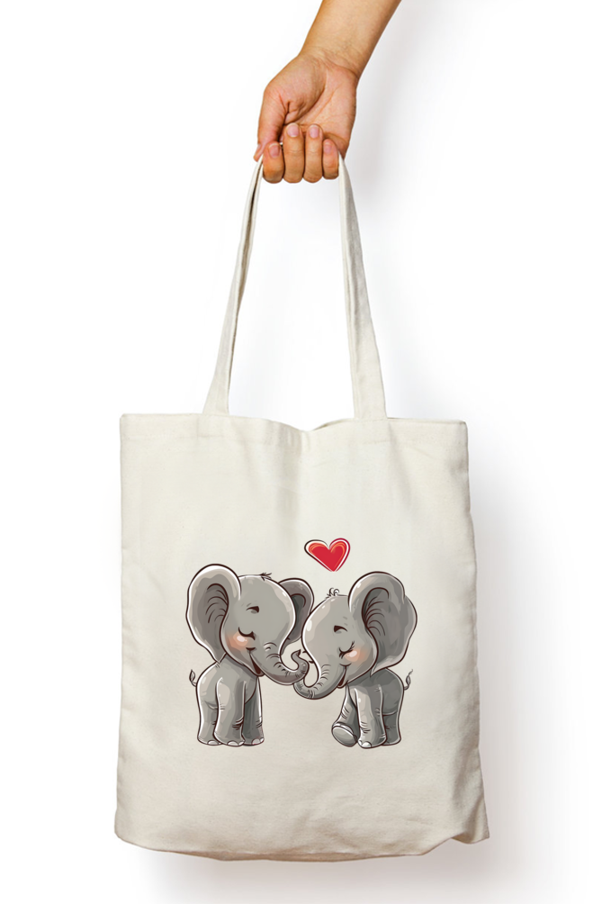 Elephant Valentine Tote Bags with Zipper