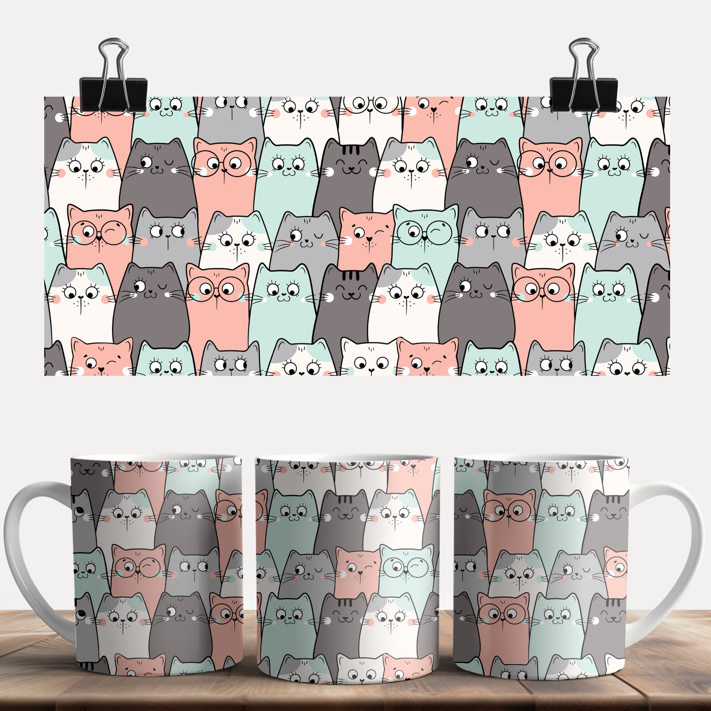 Cat Doodle Pattern Mug
