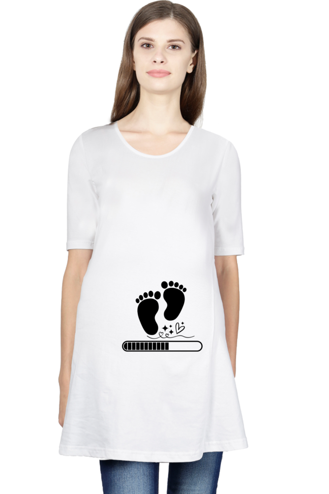 Maternity Half Sleeve T-Shirt with Baby Loading and Welcome Design