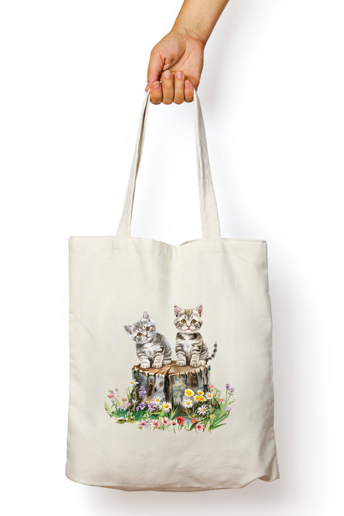 Cute Cat Tote Bags with Zipper
