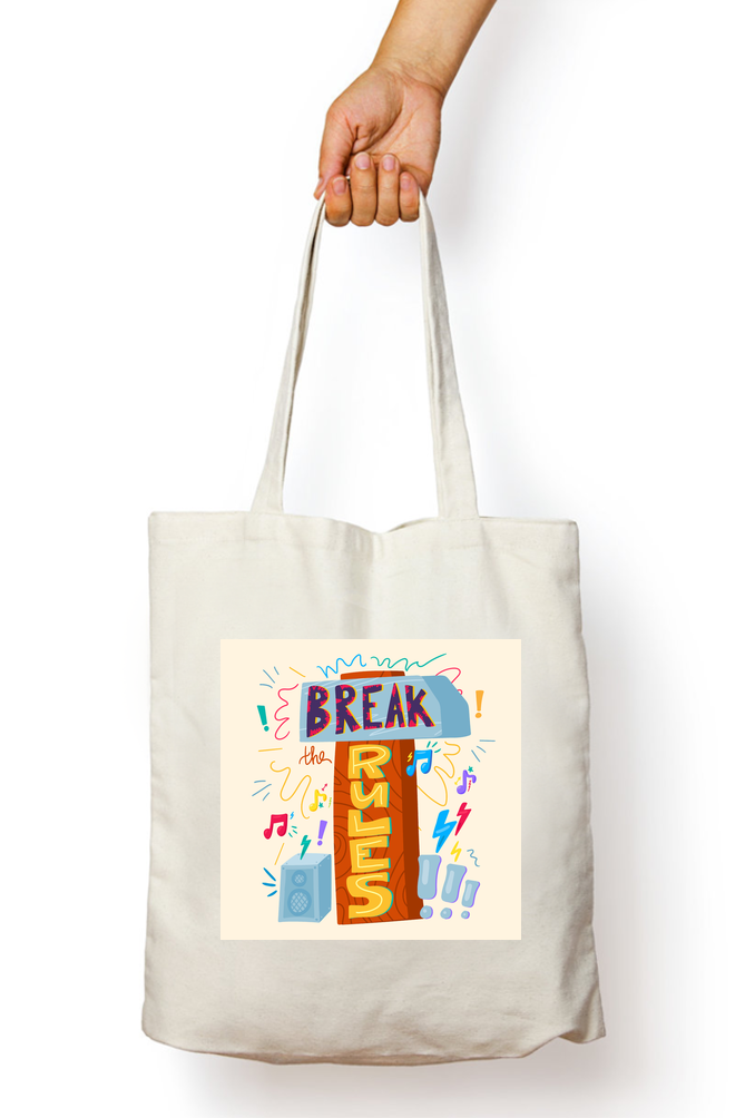 Break the Rules -  Tote Bags with Zipper