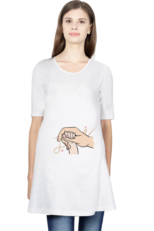 Maternity Half Sleeve T-Shirt with Mother and Baby Hand with Love Design