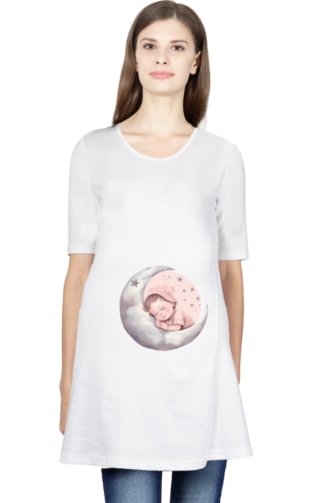 Cute Baby Sleeping Maternity Half Sleeve T-Shirt
