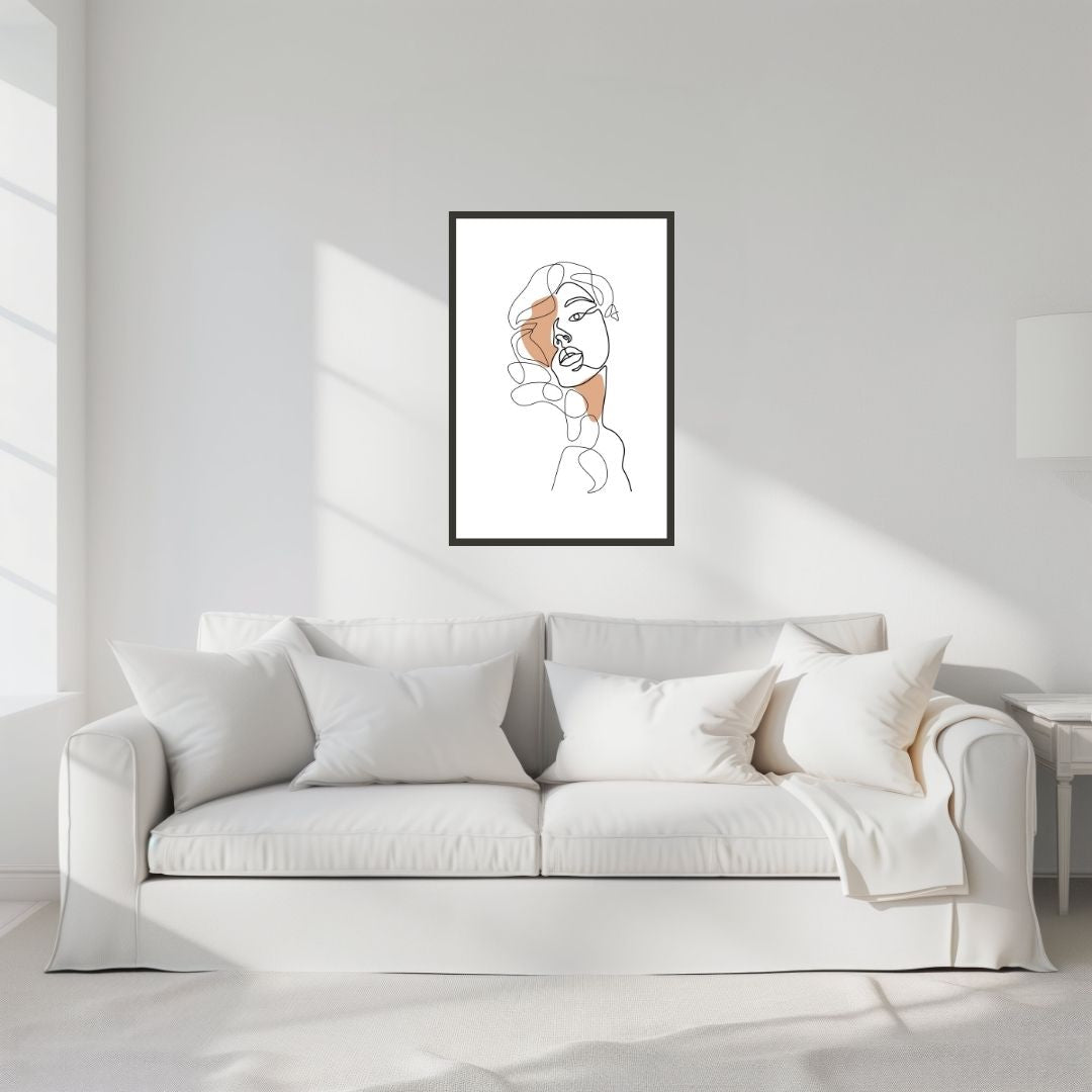 Cute Girl Face One Line Art
