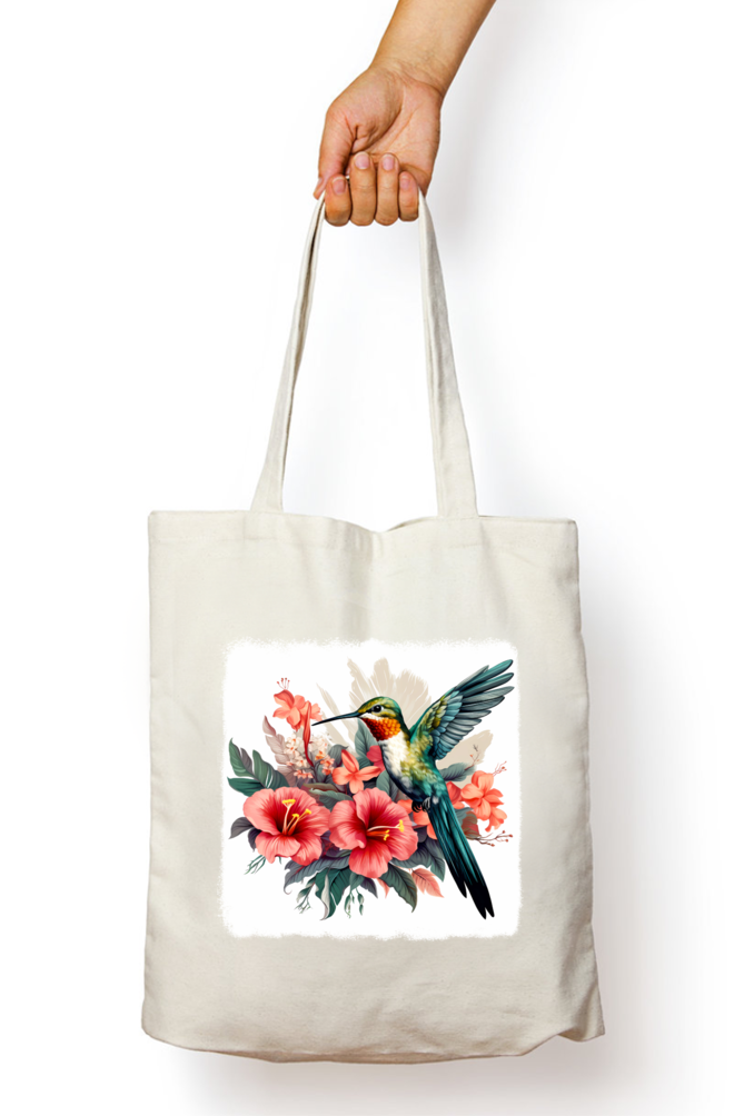 Cute Humming Bird Tote Bags with Zipper