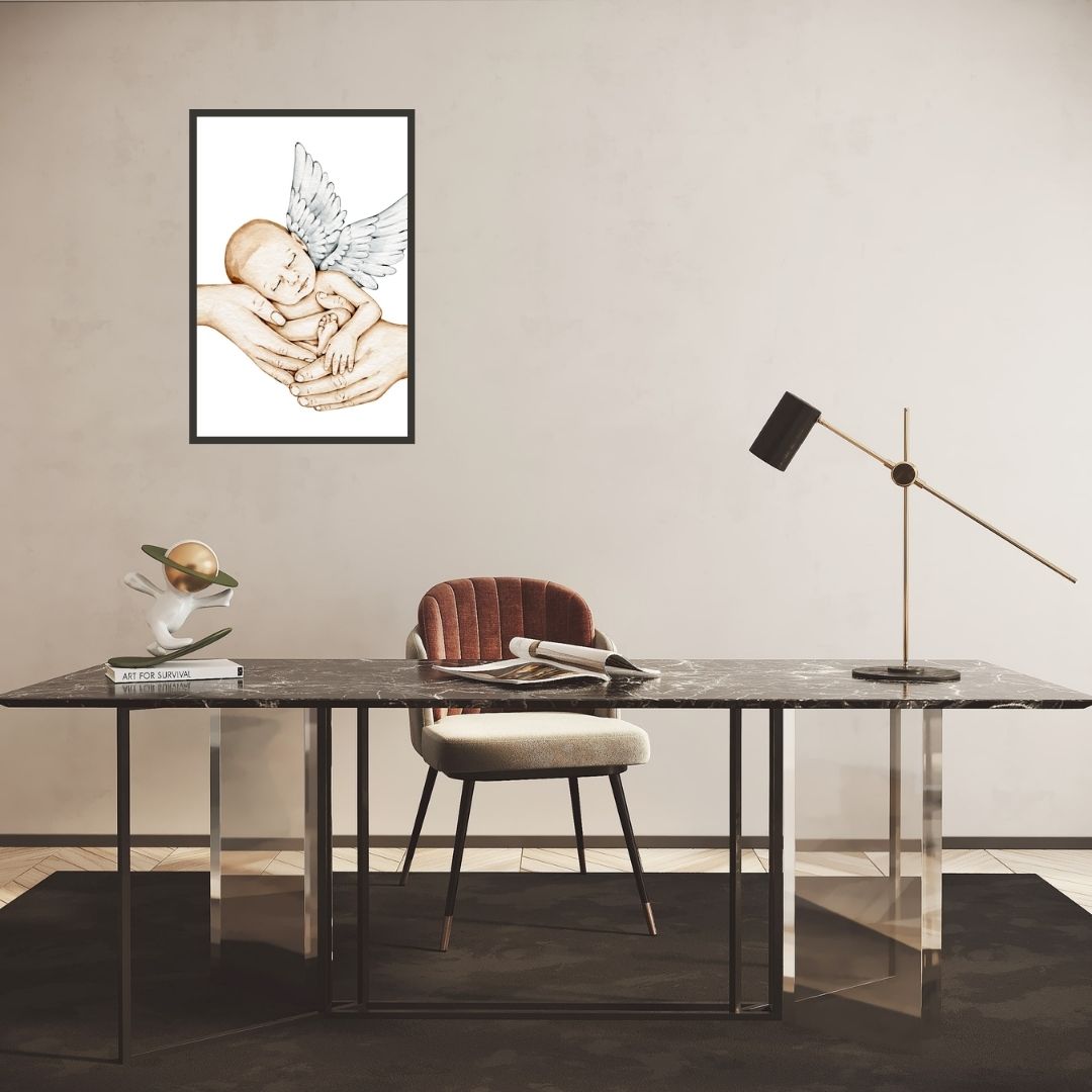 "Angel Newborn & Parents Hands" Wall Art