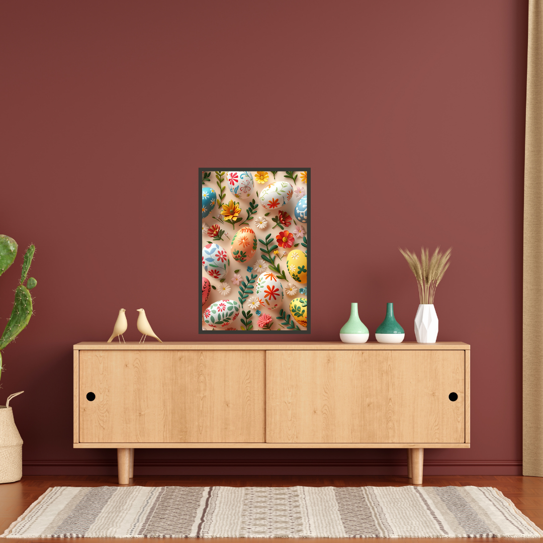 Beautiful Easter Eggs and Flowers Wall Art