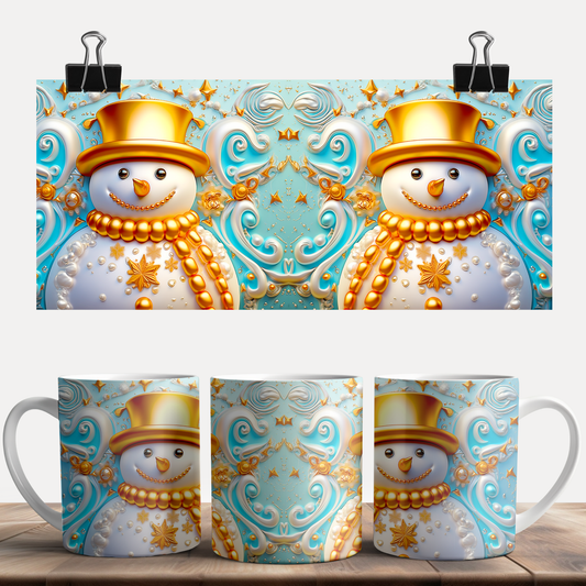 Gold Christmas Snowman Mug