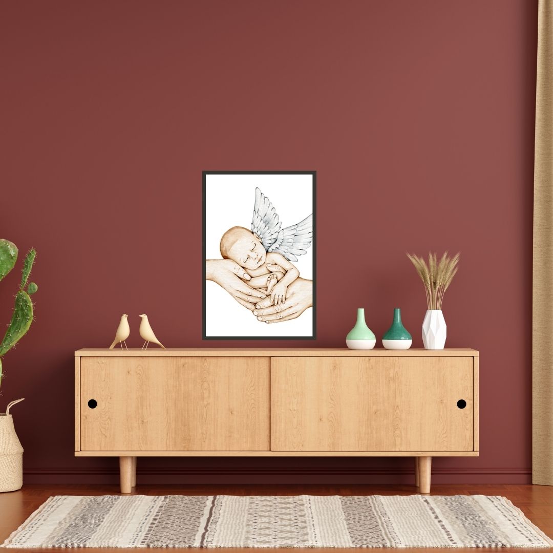 "Angel Newborn & Parents Hands" Wall Art