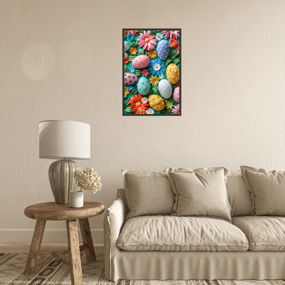 Beautiful Easter Eggs and Flowers Wall Art
