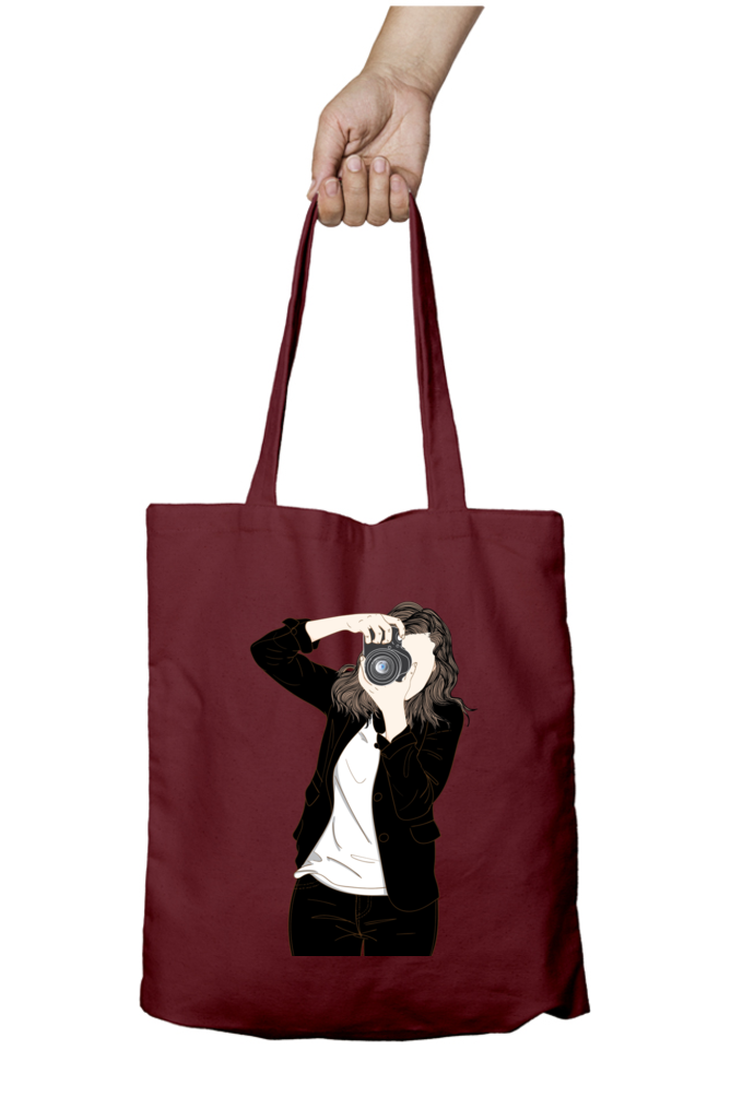 Beautiful Woman Photographer Tote Bags with Zipper