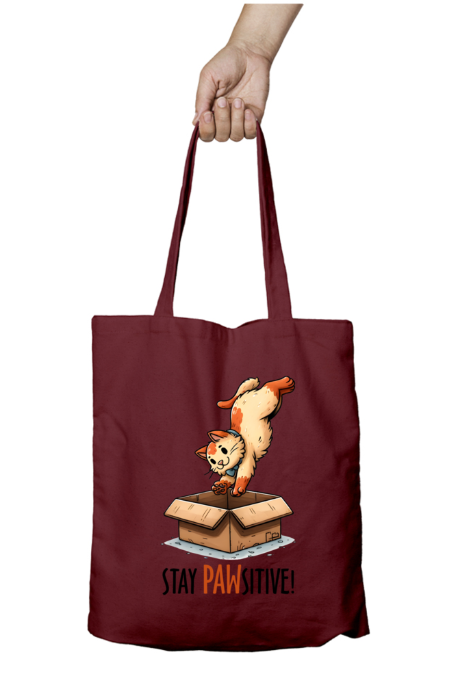 Cat Stay Pawsitive! - Tote Bags with Zipper