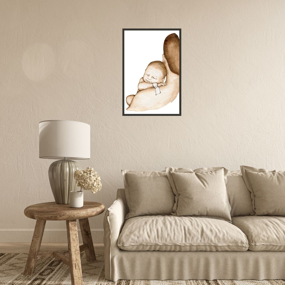 Daddy and Newborn Baby One Line Art