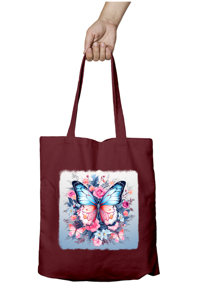 Butterfly with Flower Tote Bags with Zipper